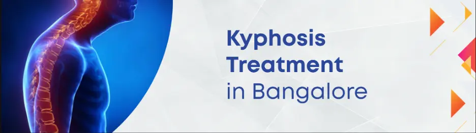 Banner with a blue-glow spine illustration on the left and the title 'kyphosis treatment in bangalore' on the right.