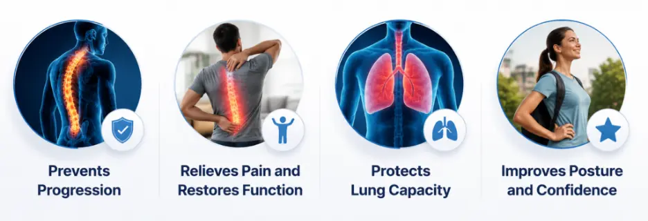 Back image showing a highlighted spine and shield to convey preventing progression of injury or illness (informative).